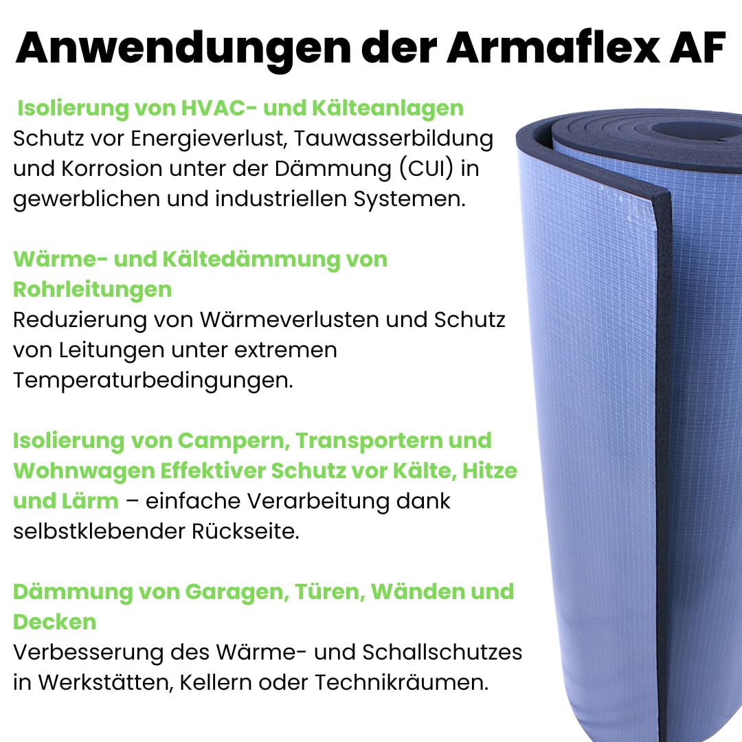 Armaflex AF 13 mm - 1m x 1m Tapis d'isolation autocollant – Isolation efficace du froid et de la chaleur en caoutchouc, avec protection contre la moisissure et l'humidité