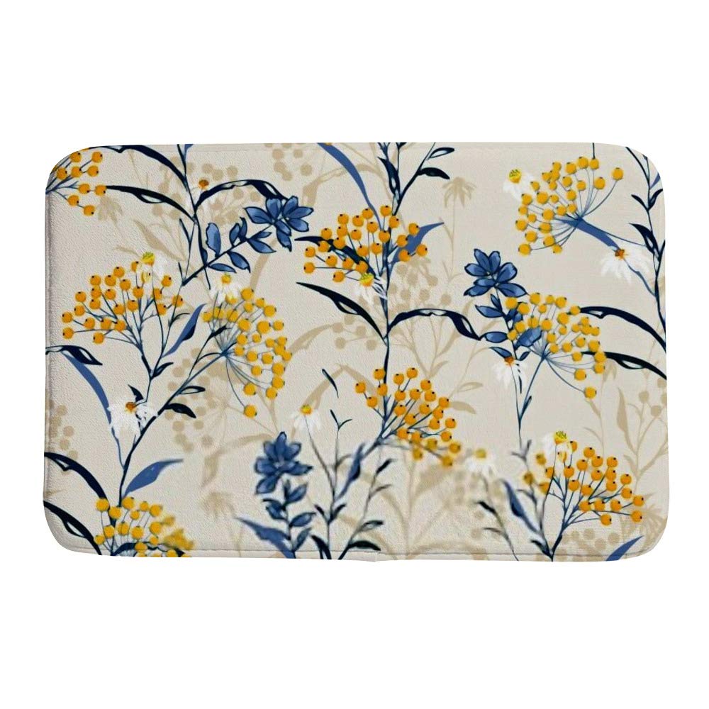 Tapis de bain jaune aux motifs de baies pour une decoration de salon