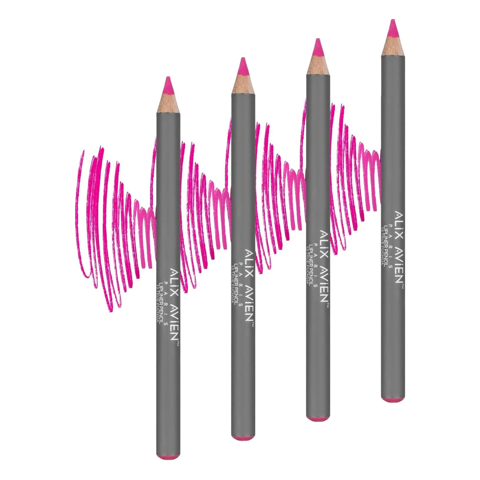 ALIX AVIEN Uzun Süre Kalıcı Dağılma Yapmayan Nemlendirici Dudak Kalemi - Lipliner Pencil 13 True Fuchsia (4 paketi)