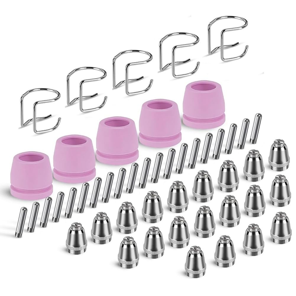 Kit de 50 Consumibles para Cortadora de Plasma AG60P. Incluye Puntas y Boquillas para Antorcha de Corte. Compatible para AG60 y WSD60.