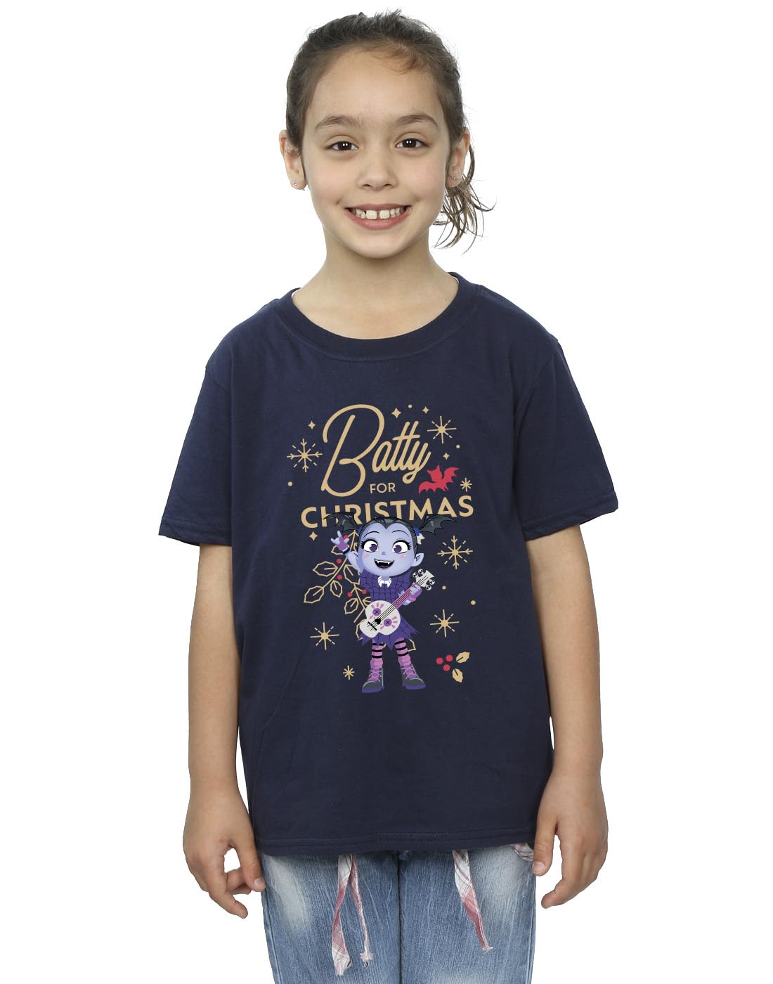 Disney Girls Vampirina Batty for Christmas T-Shirt Navy Blue 12-13 Years
