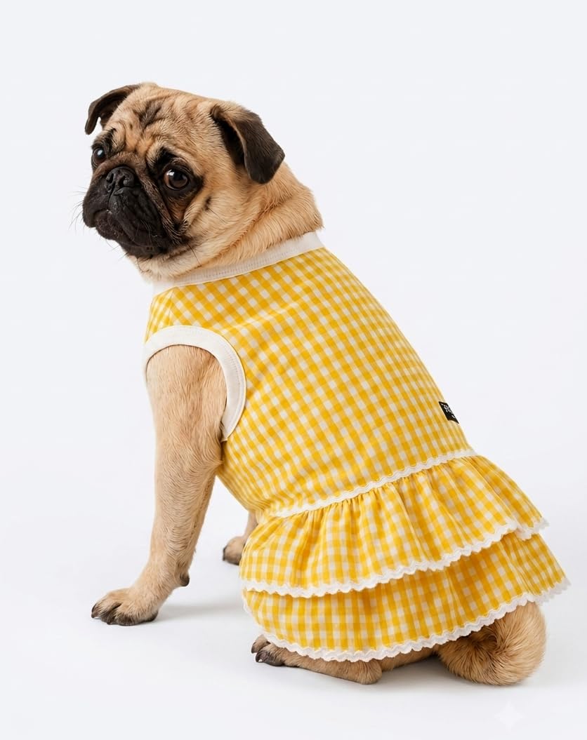 cotton dog dress frill designer festive outfit xs-xxl