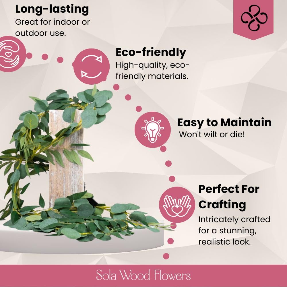 6 Foot Eucalyptus Garland Artificial Faux Greenery for Home Wedding Decorations, Wedding backdrops, Table centerpieces Covers, Wedding Arch, Accent Chairs, Arches, Backdrops, Hallway, DIY Crafting