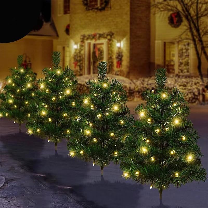 4 Set Solar Christmas Tree Multicolor 120 LED Light Outdoor Christmas Light - image 1