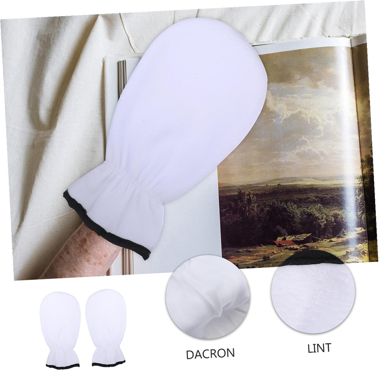 Moufles de Paraffine pour Mains, 2 Paires, Polyester Flanelle, Blancs | Lavables, Rétention de Chaleur Renforcée, Usage Maison, Soin Spa pour Mains