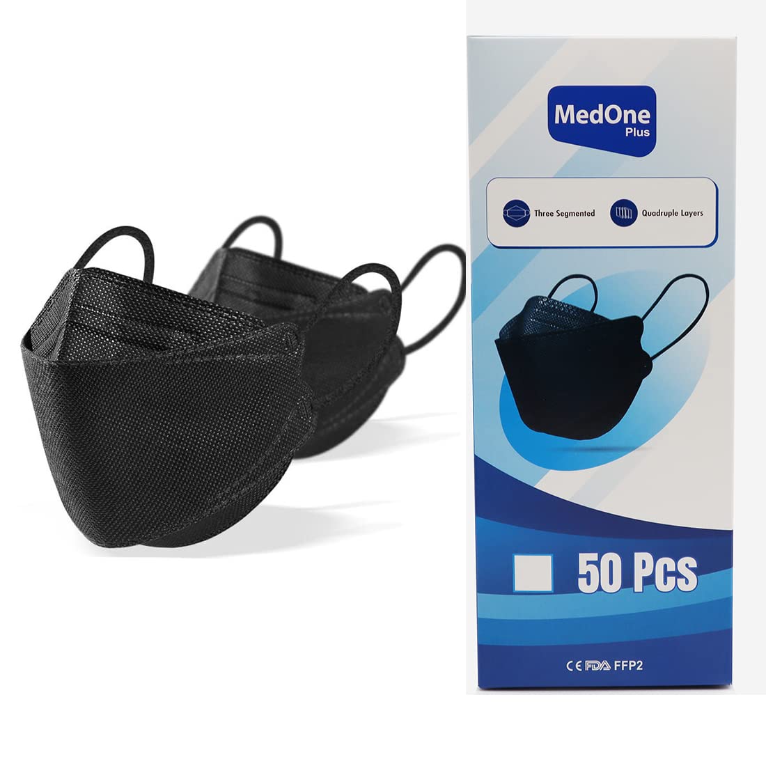 YU WELL 50Pcs Disposаble Face Mask Filtеr Face Mask - Individually Packaged (Black)