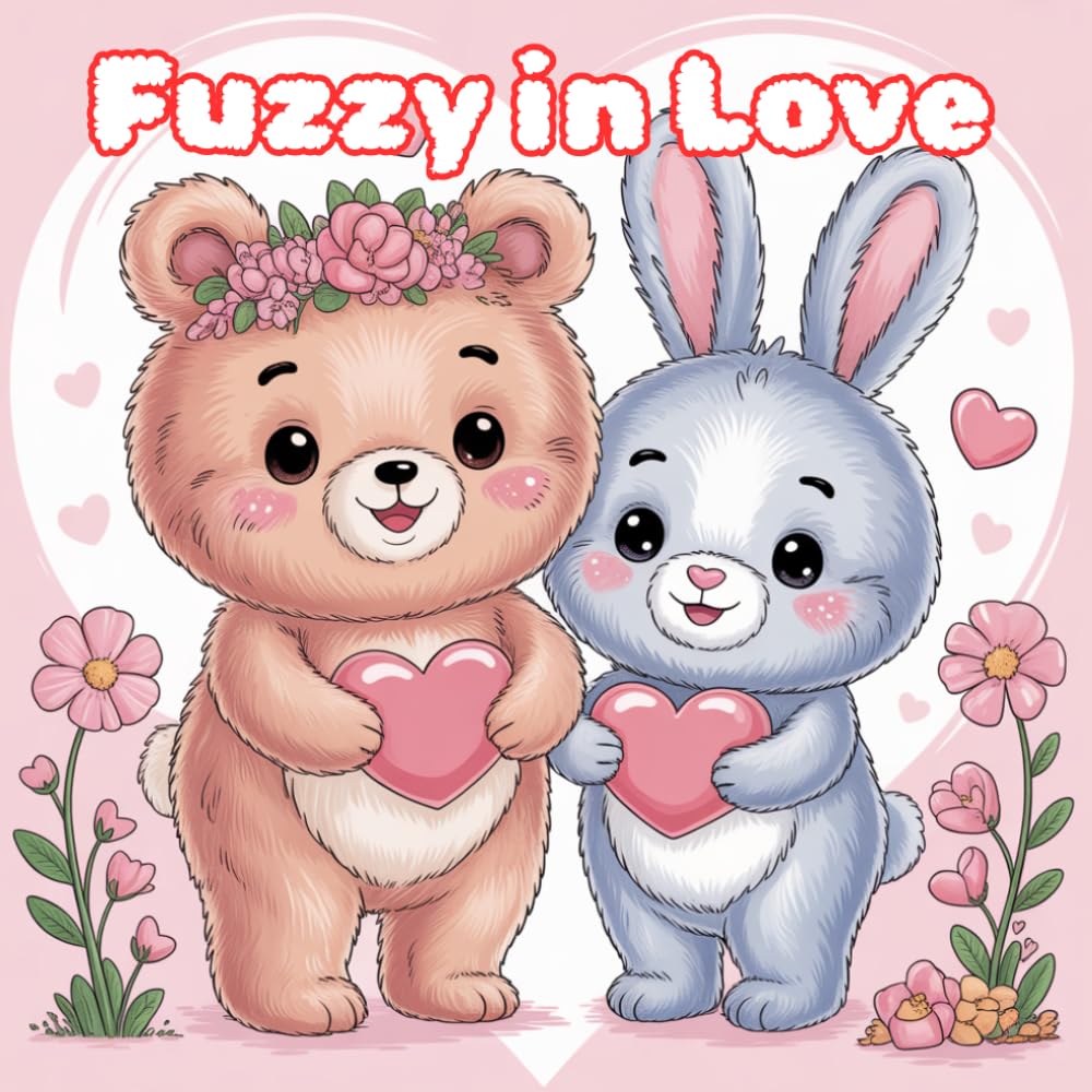 Fuzzy in Love Cute and Easy Coloring Book: Adorable Kawaii Animals in Sweet Love Moments for Relaxing and Fun