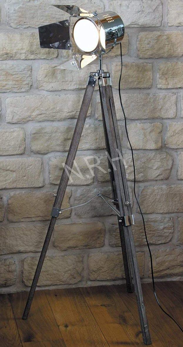 Nautical Replica Hub White Adjustable Spotlight Searchlight Tripod Floor Lamp Vintage Standing Spotlight For Living Room Bedroom Decor