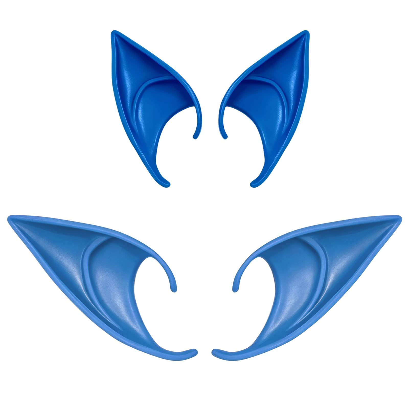 AOVNA 2 Pairs Blue Elf Ears Costume Soft Pointed Ears Masquerade Fairy Cosplay Ears Dress Up Photo Prop Accessories for Halloween Renaissance Christmas