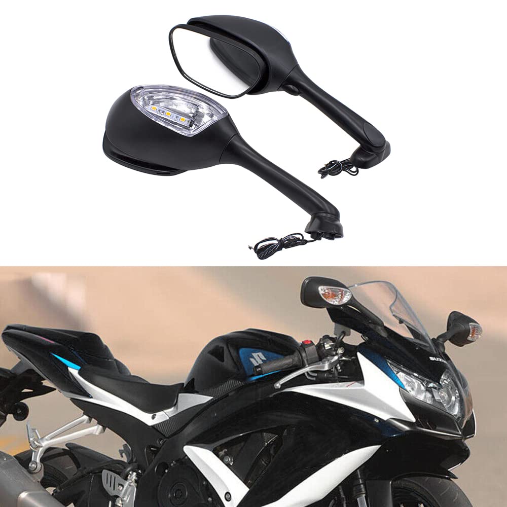 Riloer 1 paire de clignotants intégrés à LED pour moto S-uzuki GSXR1000 2005-2015 GSXR600 GSXR750 2006-2021, indicateurs de rétroviseurs latéraux étanches
