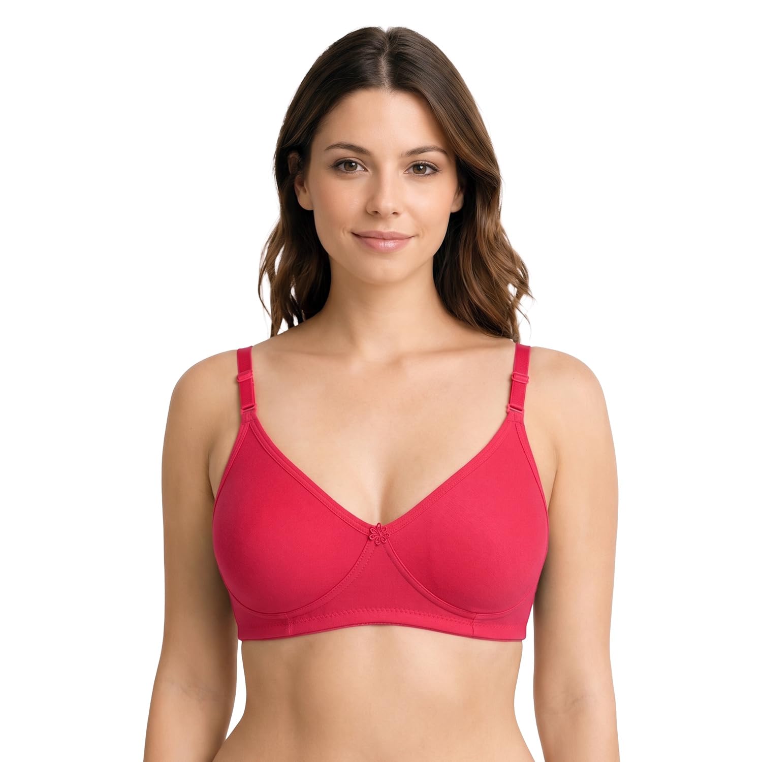 Women's Cotton Full Coverage Non-Padded Wire-Free Bra with Seamless Molded Cups & Detachable Straps-image-35