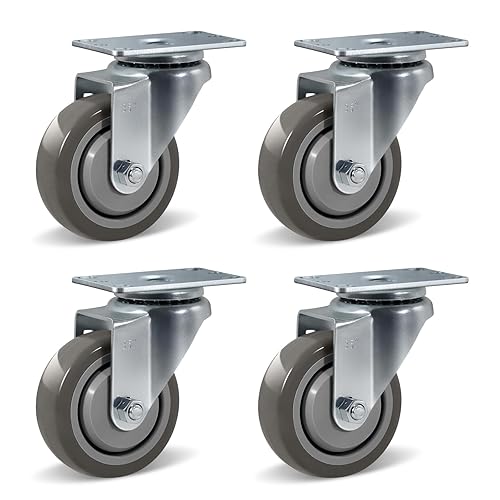 Juego de 4 ruedas de 3.5 pulgadas, ruedas giratorias de poliuretano resistentes para carrito, muebles y banco de trabajo (paquete de 4 giratorios)
