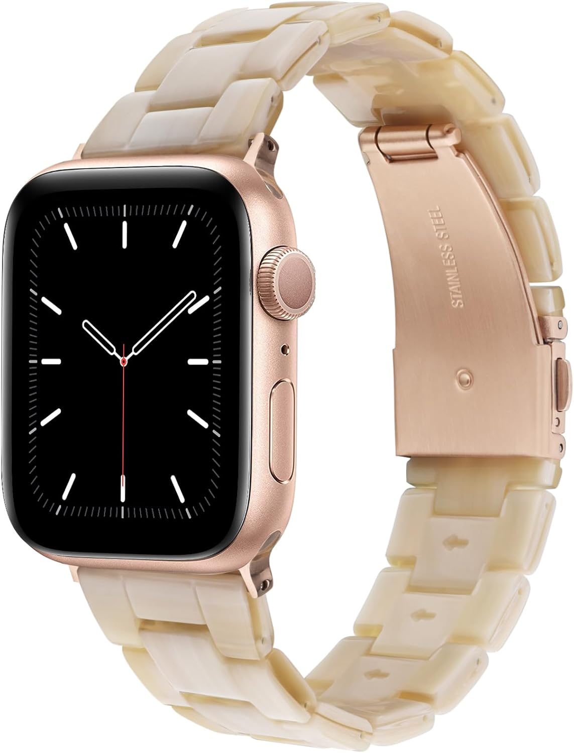 QINGQING Resin Band for Apple Watch Series 9/8/7/6/5/4/3/2/1/SE, Thin Light Strap Bracelet With Stainless Steel Buckle Replacement for iWatch 38mm 40mm 41mm Women Men 38/40/41mm Khaki