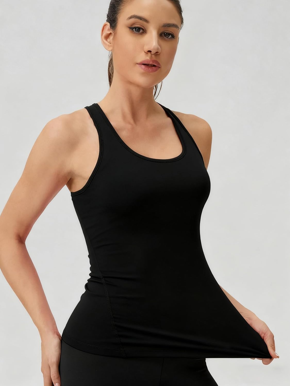 Yuerlian Women's Compression Base Layer Tank Top Workout Racerback Athletic Yoga Tanks Sleeveless Running 3 Pack - Image 2