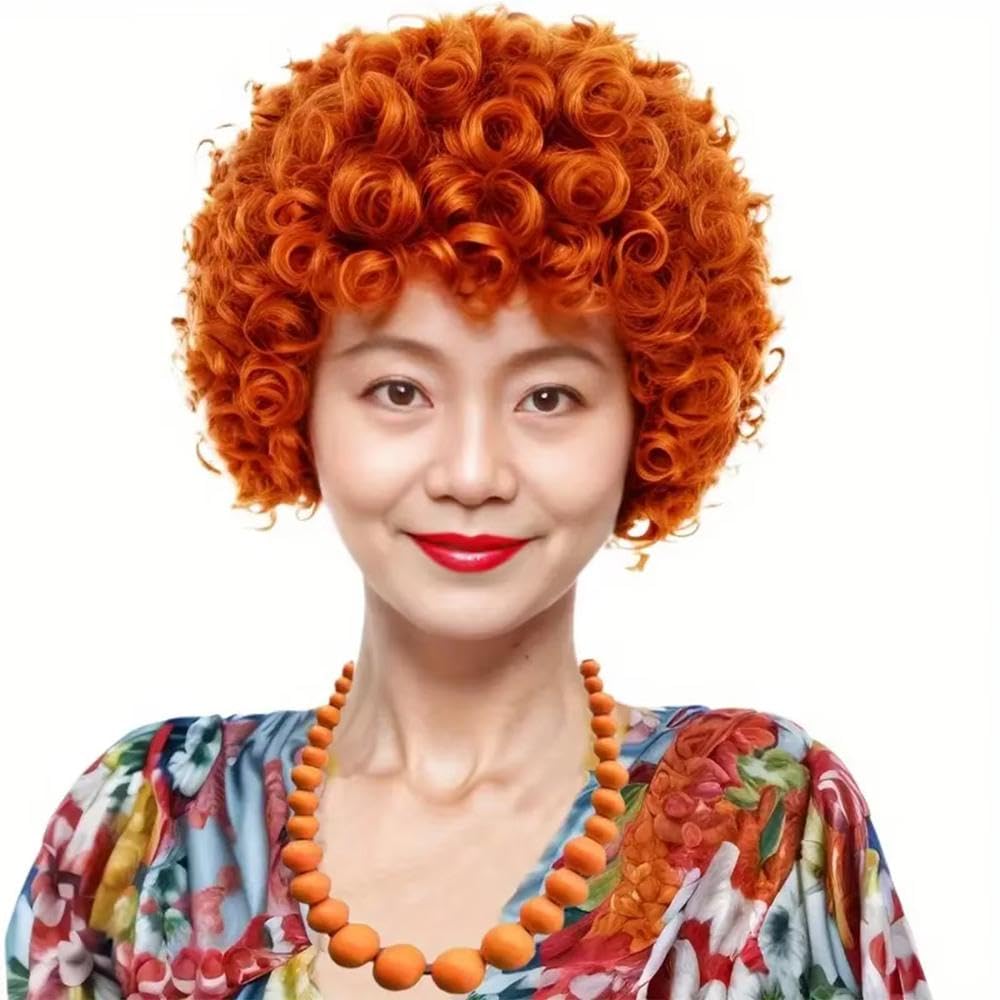Parrucca Arancione Per Capelli Corti Ricci Per Le Donne Parrucche Da Indossare Ogni Giorno Per Feste Cosplay