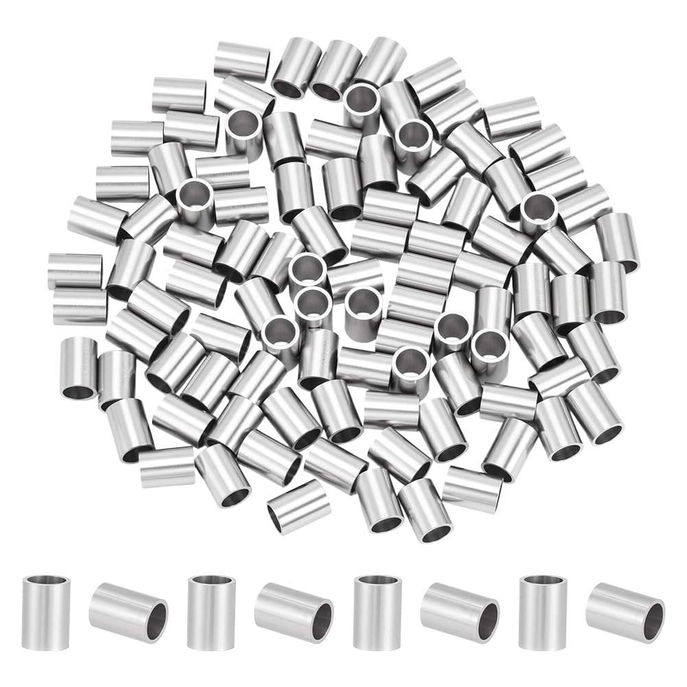 UNICRAFTALE About 100Pcs 304 Stainless Steel Tube Beads Metal Straight Long Beads Smooth Loose Tube Bead Metal Spacer Bead 5mm Diameter for Bracelet DIY Craft Jewelry Making 7mm