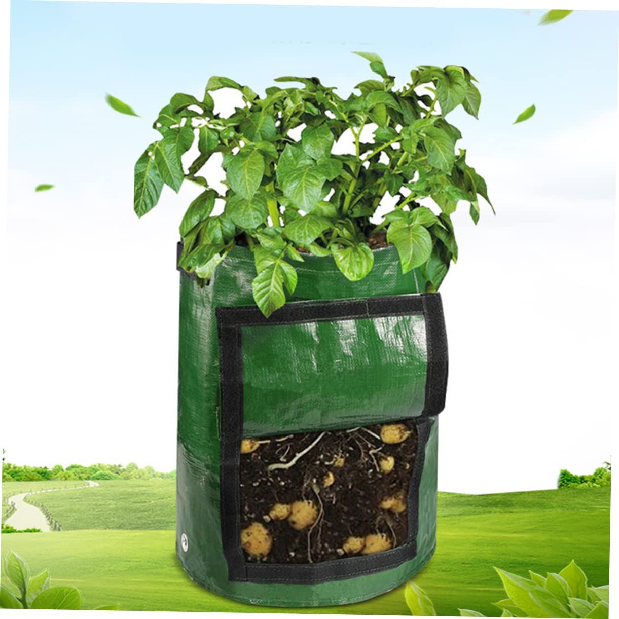 YARNOW 4piezas Bolsas Cultivo De Patatas y Hortalizas Resistentes y Aptas para Tomates Cebollas y Verduras con Solapa y Asas para Jardín o Terraza Unidades Color Verde