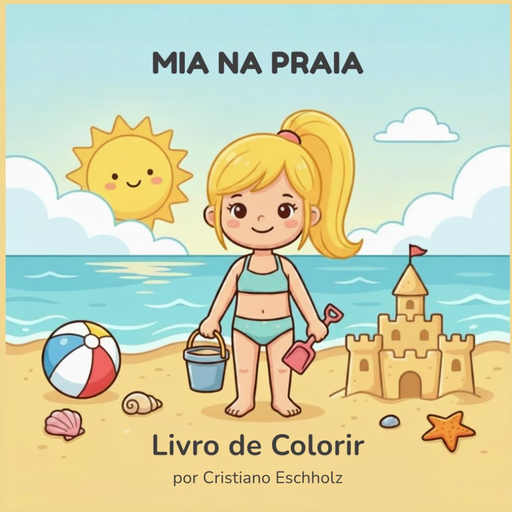 Mia na Praia: Livro de Colorir
