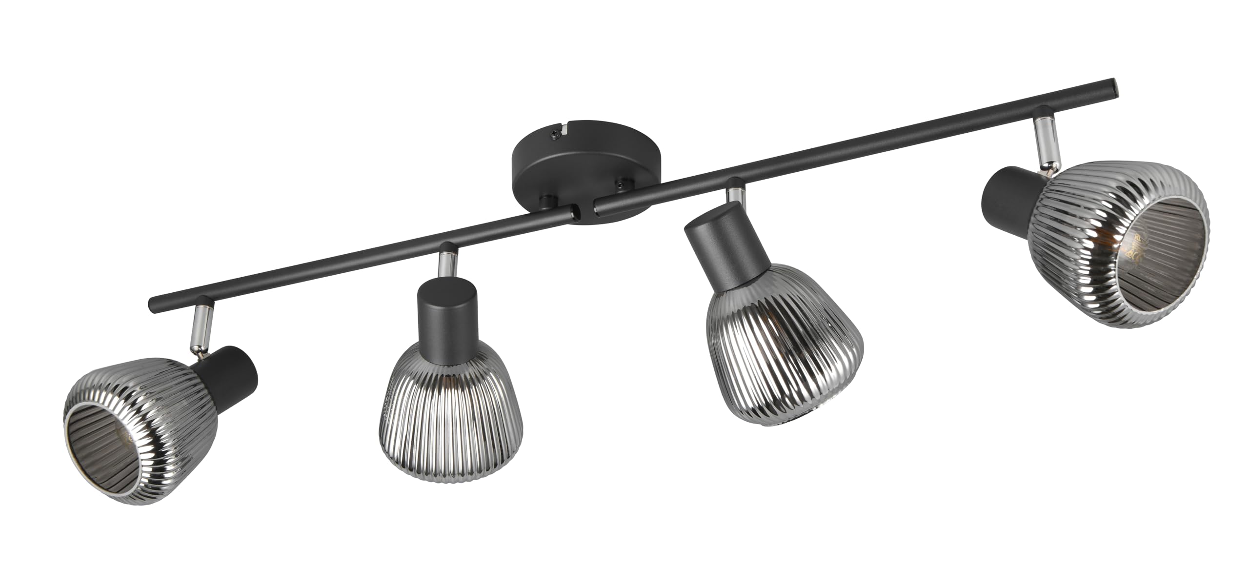 Trio Leuchten Matte Black Tarifa 862800432 Spot Bar, Matt Black Metal, Glass Chrome Sprayed, Excluding 4X E14