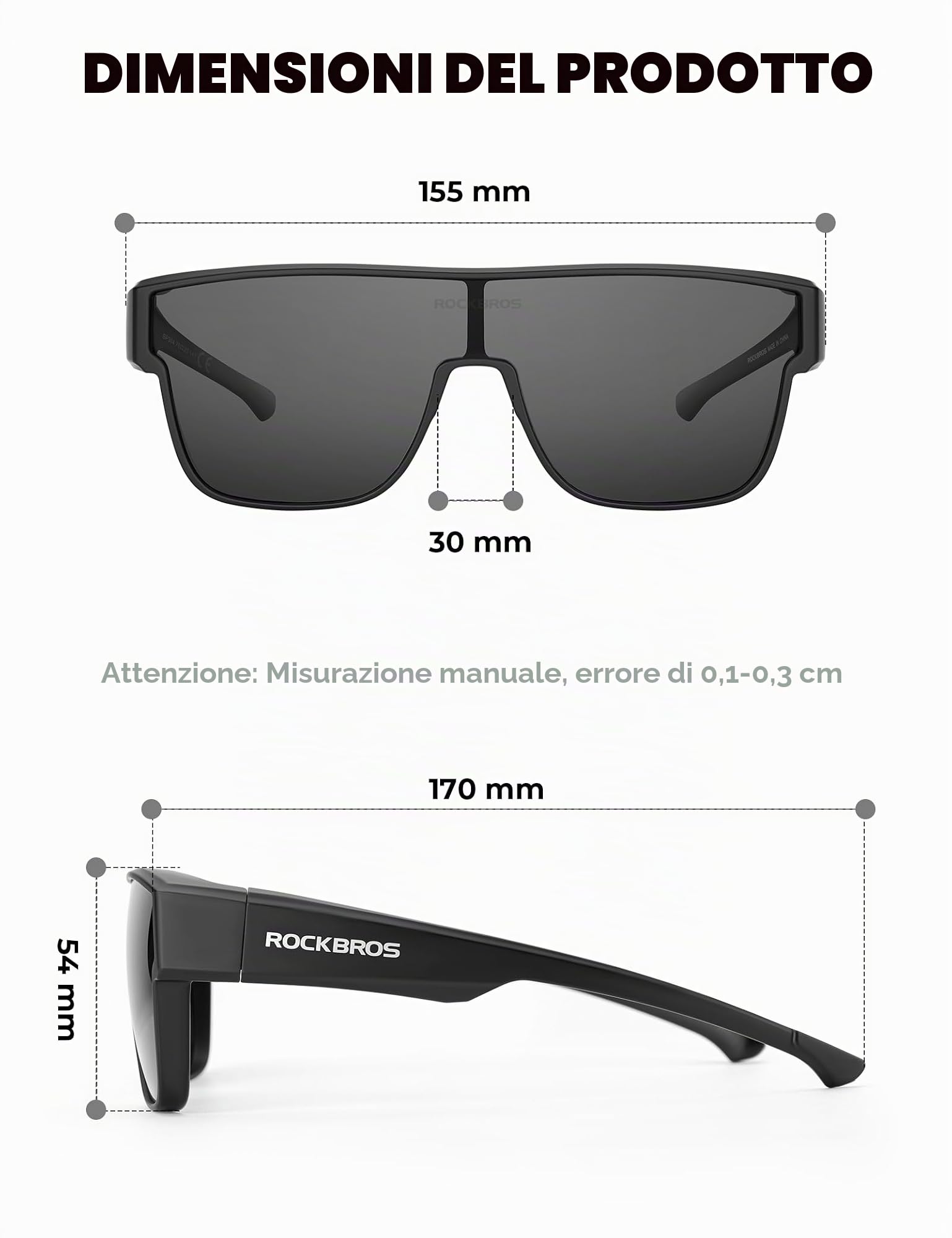 ROCKBROS Sovraocchiali da Sole Polarizzati Protezione UV400 Donna Uomo | Occhiali da Sole Sovrapponibili, Occhiali Sportivi Antiriflesso per Ciclismo Bici MTB Corsa Pesca