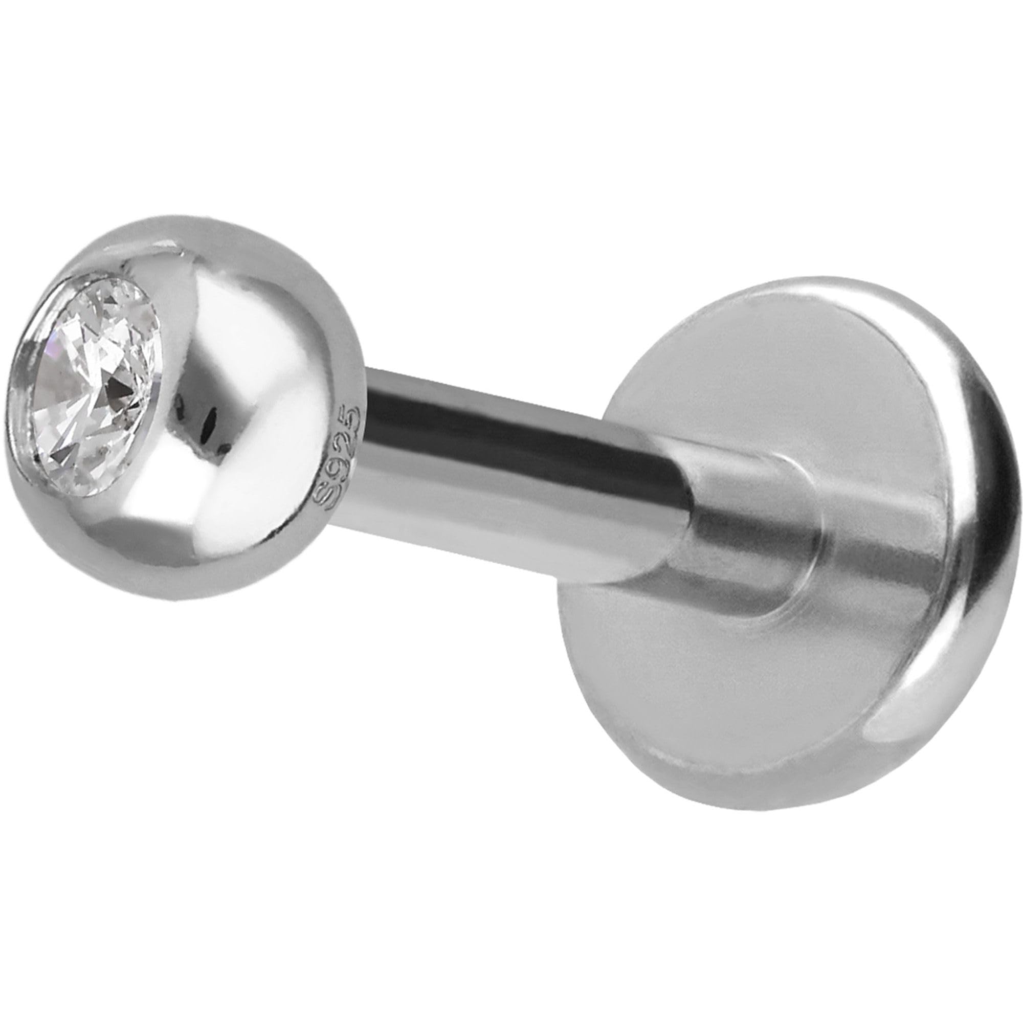 PIERCINGLINE Piercing Stecker Titan Labret mit Innengewinde + 925er Silber Aufsatz KUGEL - Goldfarben, Silberfarben