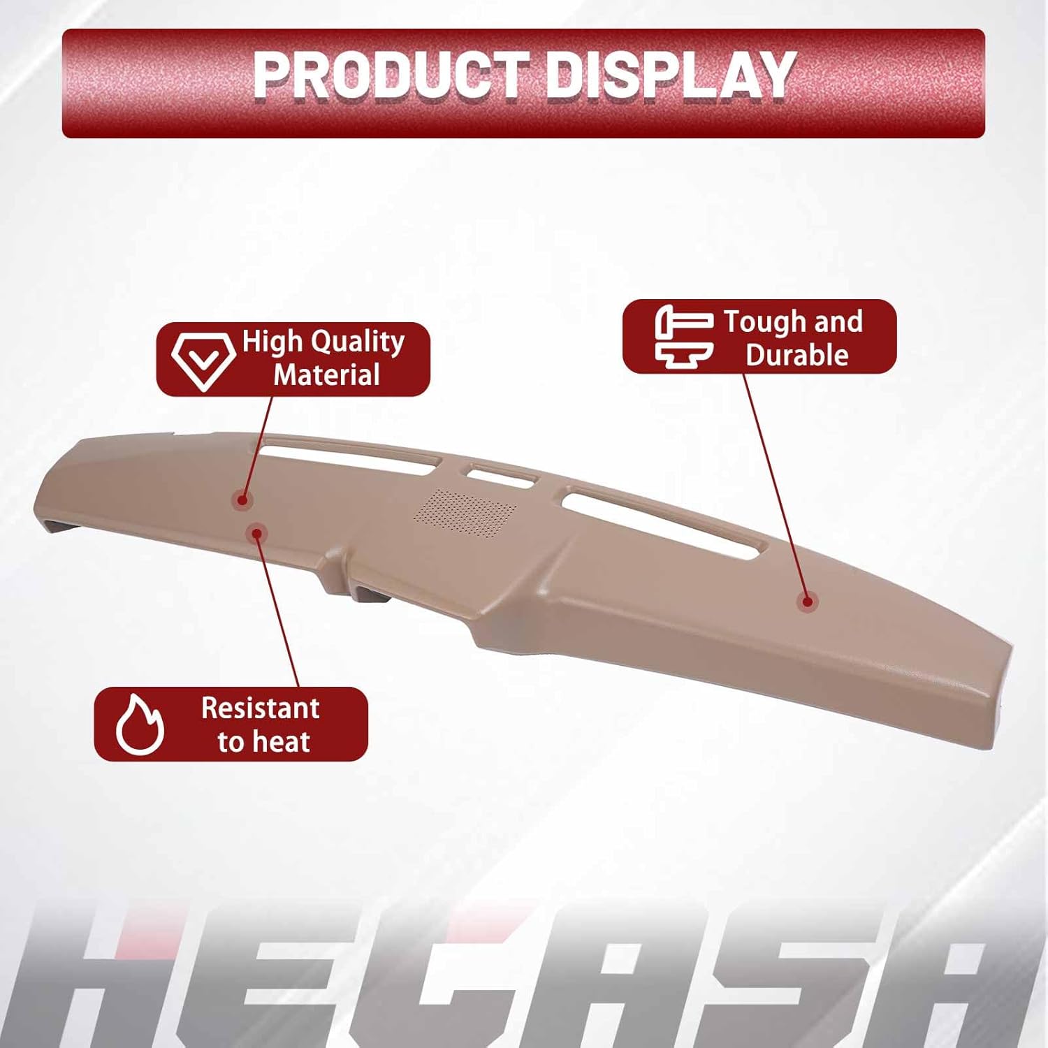 HECASA Dash Board Cover Compatible with 1980-1986 Ford F100 F150 F250 F350 Bronco Dash Dashboard Cover ABS Plastic Painted Brown