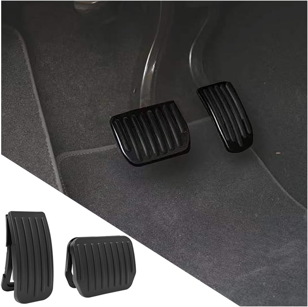 CGEAMDY 2 pcs Universal Auto Aluminum Pedal Covers, Durable Non-Slip Foot Pedals Pads, Brake Accelerator Pedal Covers Aluminum Car Accessories Suitable for Foot Pedal Pad Replacement(Black)