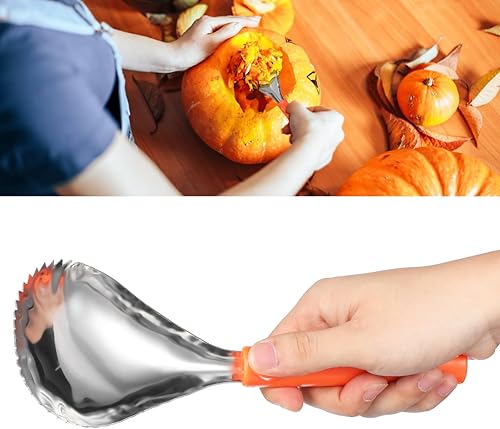 Miniatura 6 de MAGICLULU Cuchara dentada descorazonador de frutas, raspador de frutas, cuchara removedor de núcleo de calabaza, separador de pulpa de calabaza,