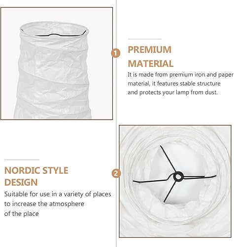 Miniatura 4 de Housoutil Pantalla de lámpara de pie de papel Cubierta de lámpara de pie de papel de arroz Lámpara de esquina de pie Bombilla de luz de jaula de