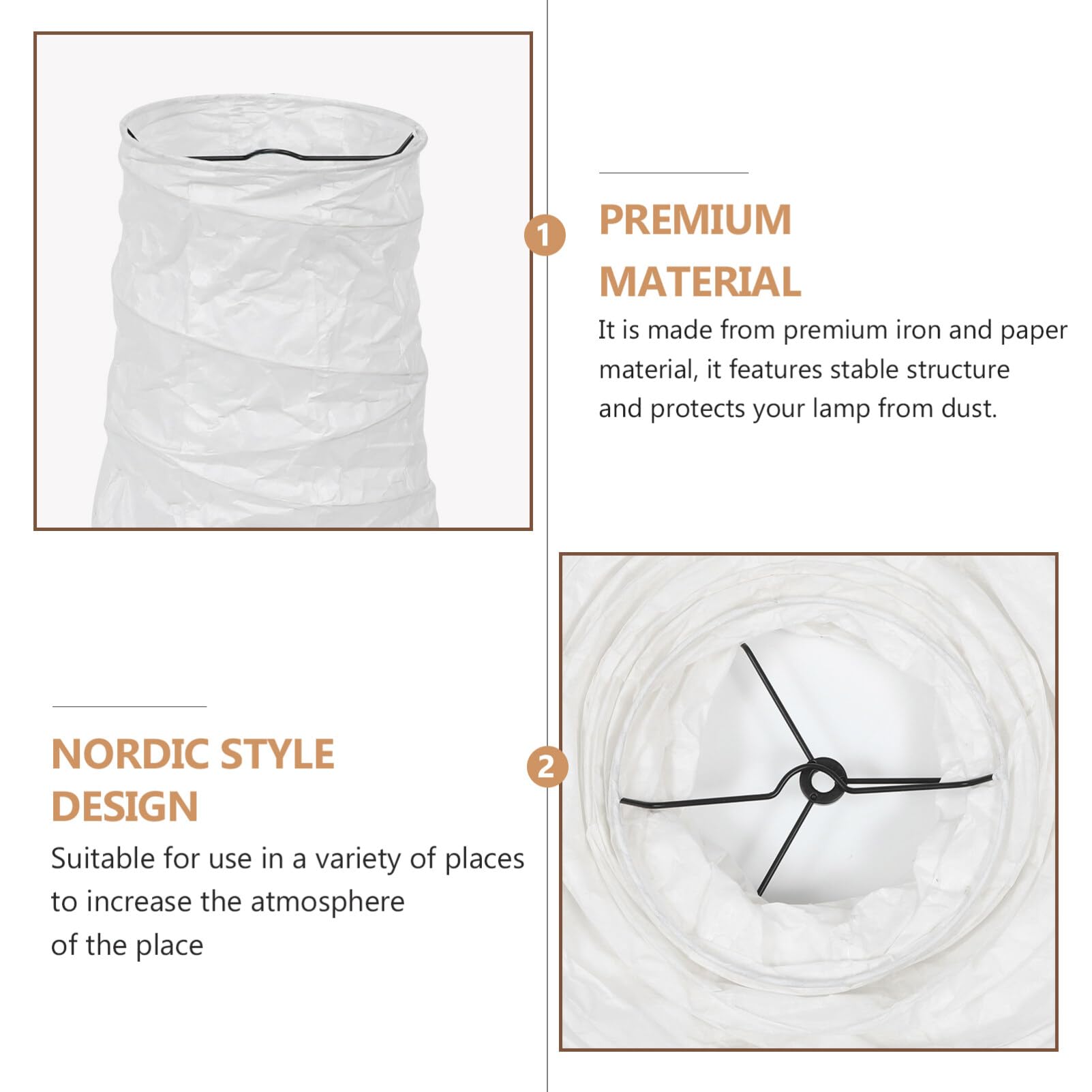 Housoutil Paralume Lampada da Nordico in Carta Bianco Struttura in Ferro, Semplice e Facile da Installare, per Camera