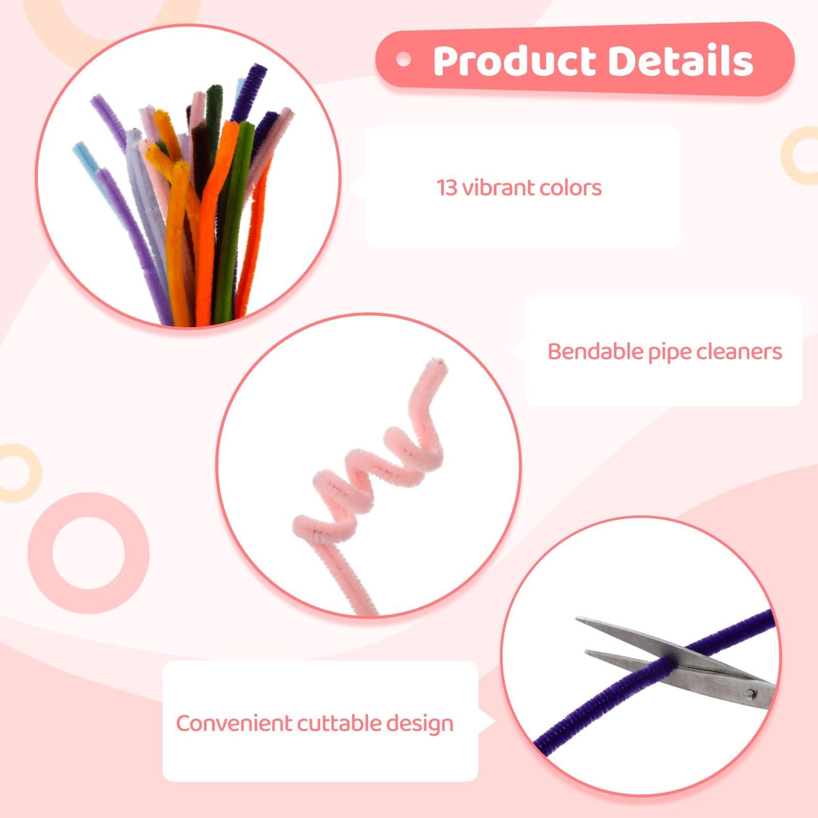 Selvotran Lot de 1300 cure-pipes, tiges chenille en 13 couleurs, 30 tiges florales, 2 rouleaux de ruban floral, autocollants perles et étamines, tiges pliables de 11,8 in pour projets DIY