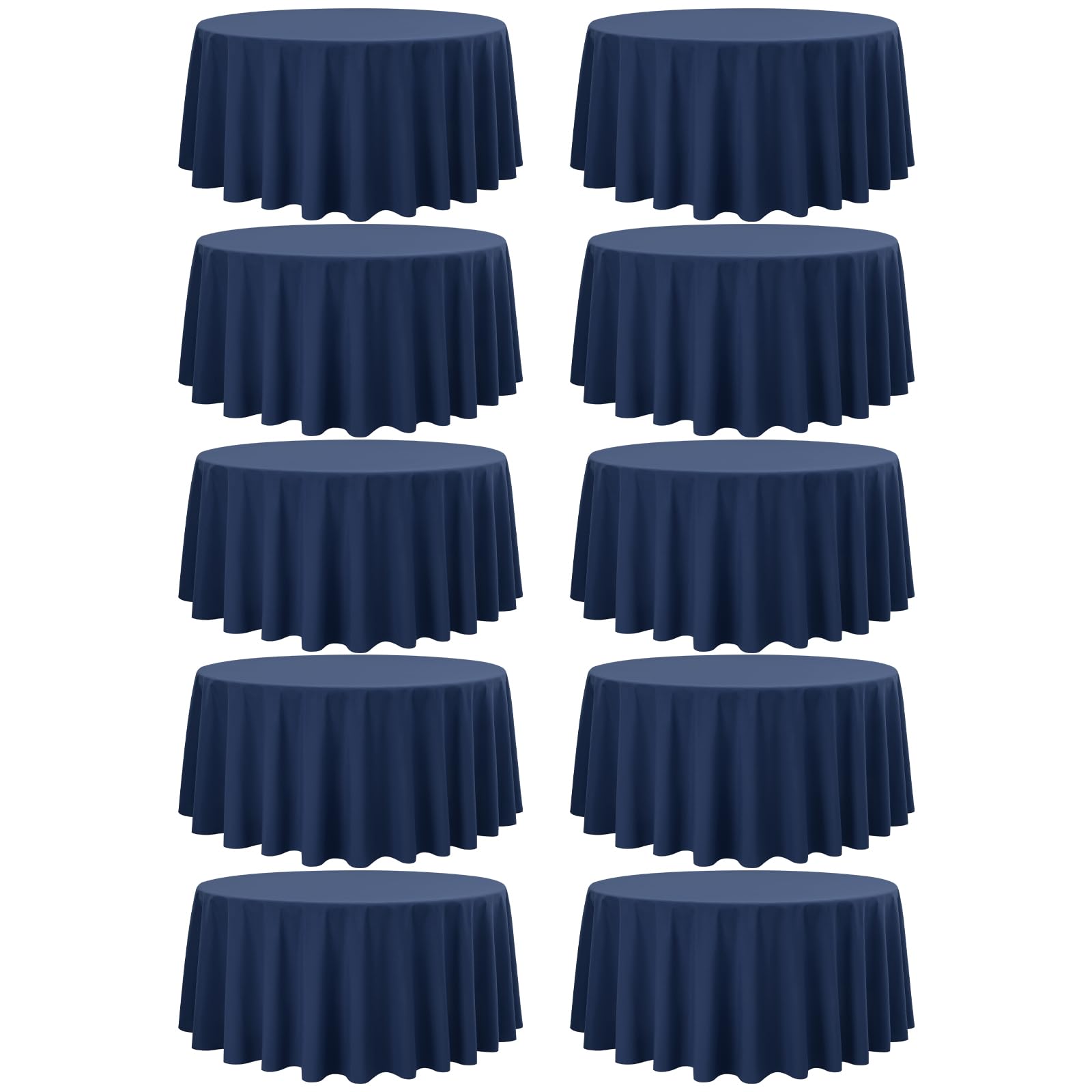 Fani 10 Pack 120 Inch Round Navy Blue Polyester Tablecloths, Wrinkle & Stain Resistant, Perfect for 8ft Round Table, Classic Style