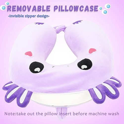 Vista 44 de Almohada de viaje, almohada de viaje para niños con máscara de ojos para dormir, almohada de espuma viscoelástica suave para niños y niñas, Ajolote