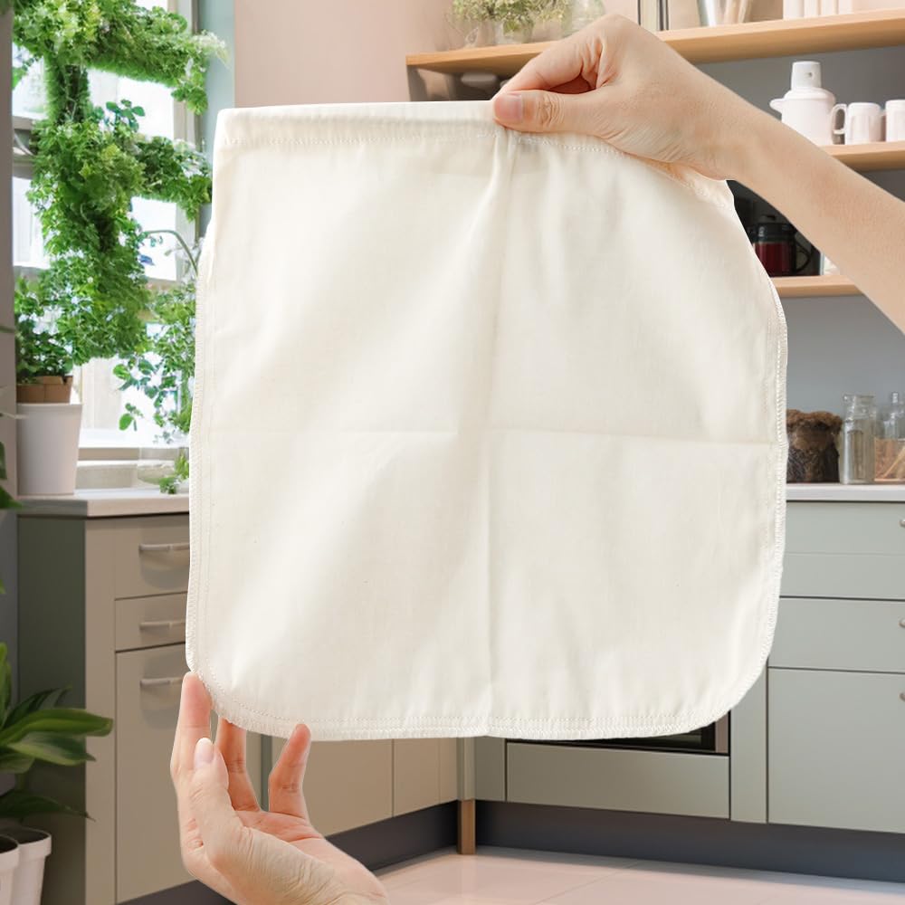 Nut Milk Bag,Muslin Bags,2PCS 12"X12" Nut Milk Bags for Straining,Muslin Cloths for Straining,Yogurt Strainer,Cheese Cloths for Straining,Cheese Cloth,Straining Bag,Reusable Cheesecloth Bags,Nut Bag - Image 3