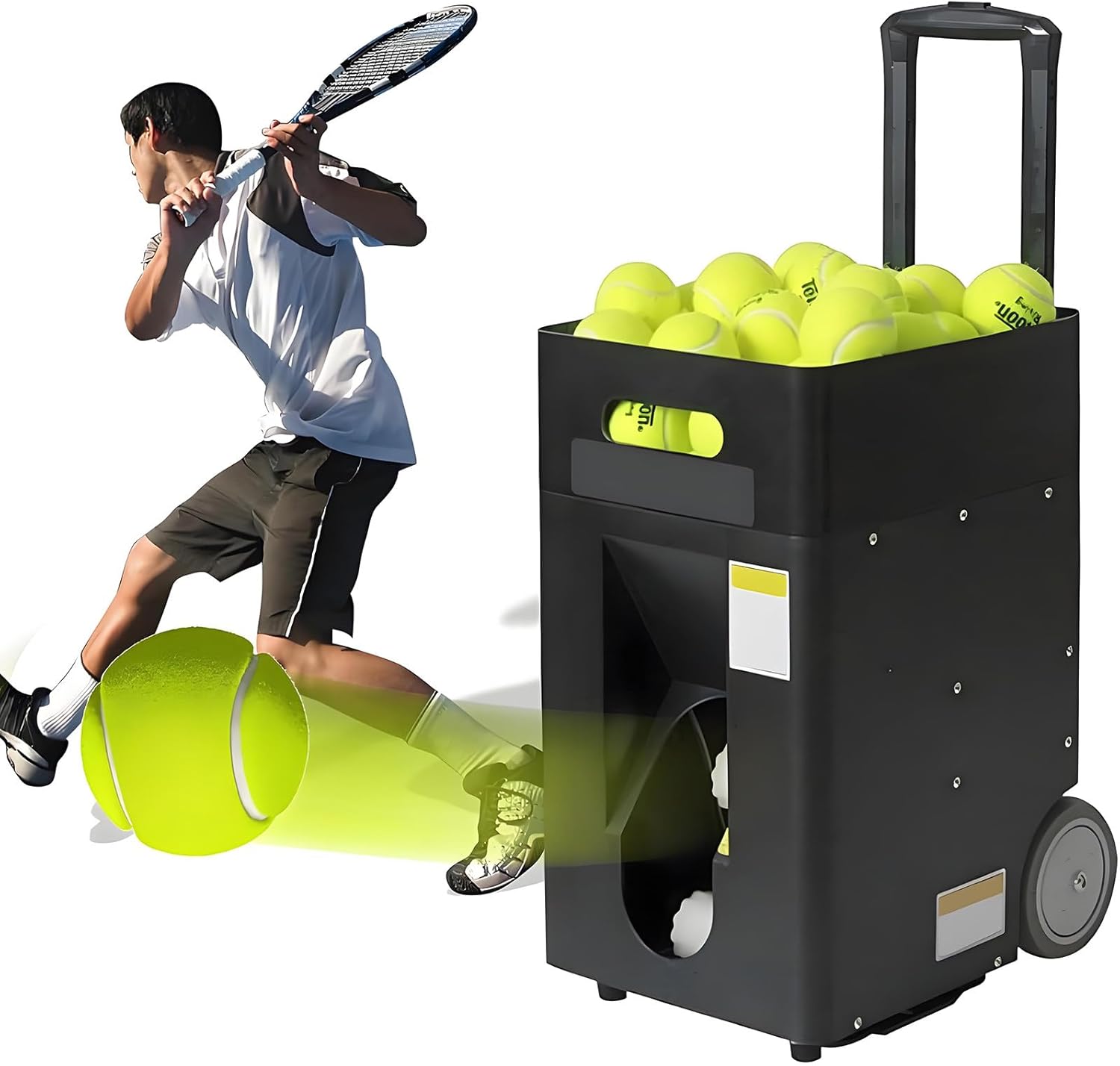 Tennis Machine,Portable Tennis Ball Machine,Automatic Throwing Ball Training Pitching Launcher,24v 5ah Lithium Battery Powered,Multi-Speed Serving Machine for Tennis