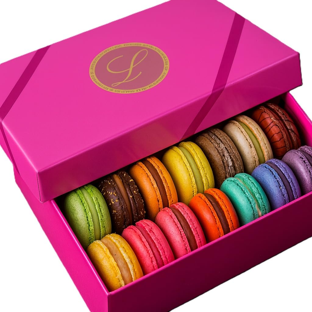 Leilalove Macarons - Mademoiselle de Paris Collections of 15 gourmet macarons Gift box varies in color - cookies are individually packaged for the perfect freshness