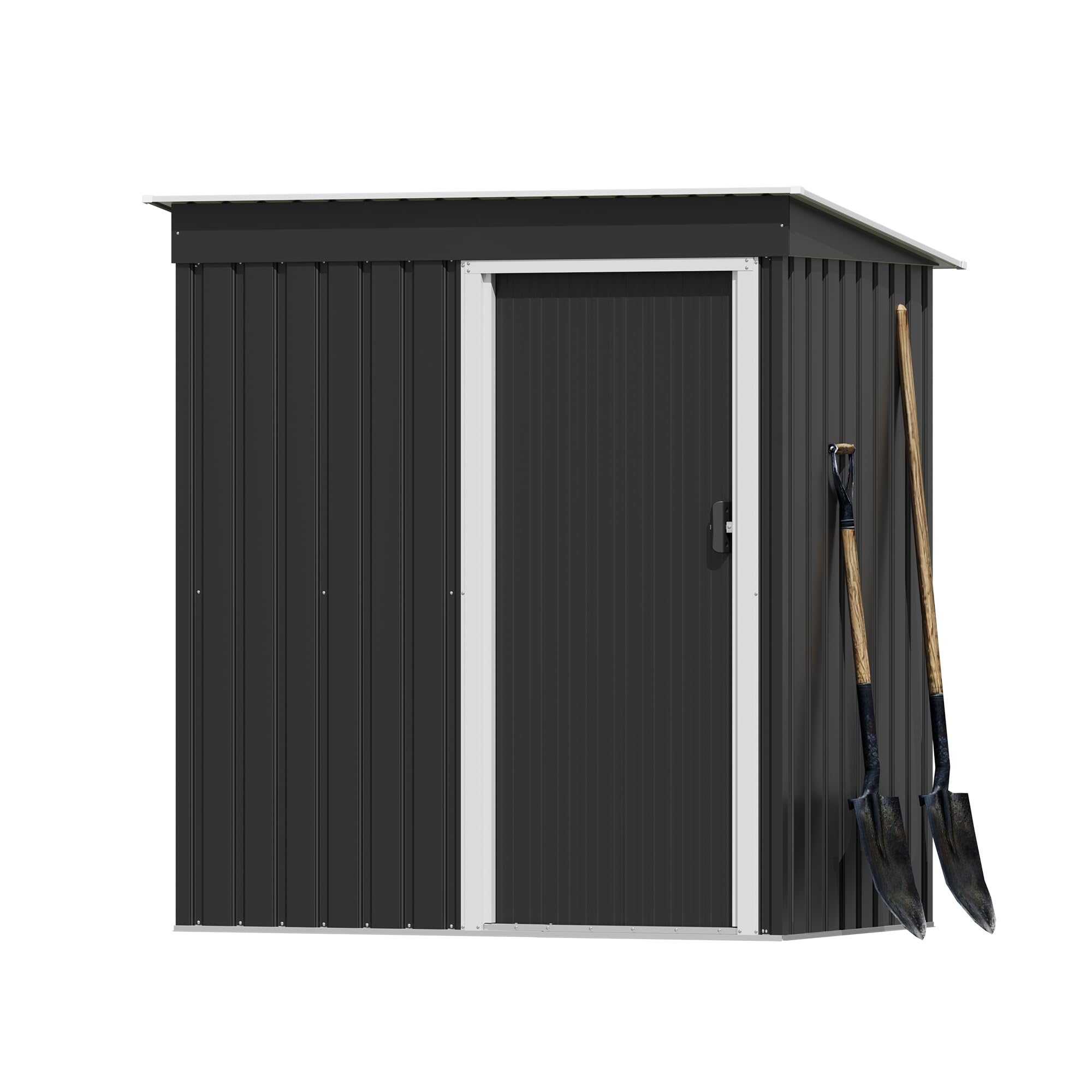 Devoko Metal Garden Shed 151x77x181cm, Outdoor Storage Unit for Garden Tools, Bikes, and Equipment, Lockable, Ventilated, Weather-Resistant, for Backyard, Patio, Lawn,Black