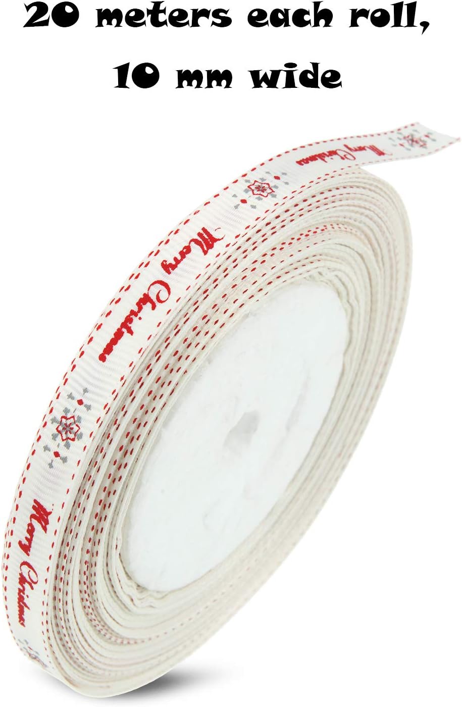 22 Yards Christmas Ribbon 3/8 Inch Merry Christmas Grosgrain Ribbon Gift Wrapping Ribbon for Christmas DIY Gifts 65 Feet Long 10 mm Wide - Image 3