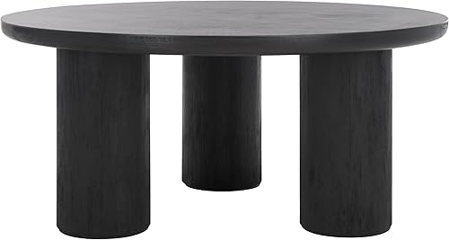 Miniatura 4 de SAFAVIEH Home Collection Mork - Mesa de centro redonda negra de 3 patas Negro,Bordeaux,Natural,Marrón,Blanqueado,https://www.amazon.com/dp/undefined