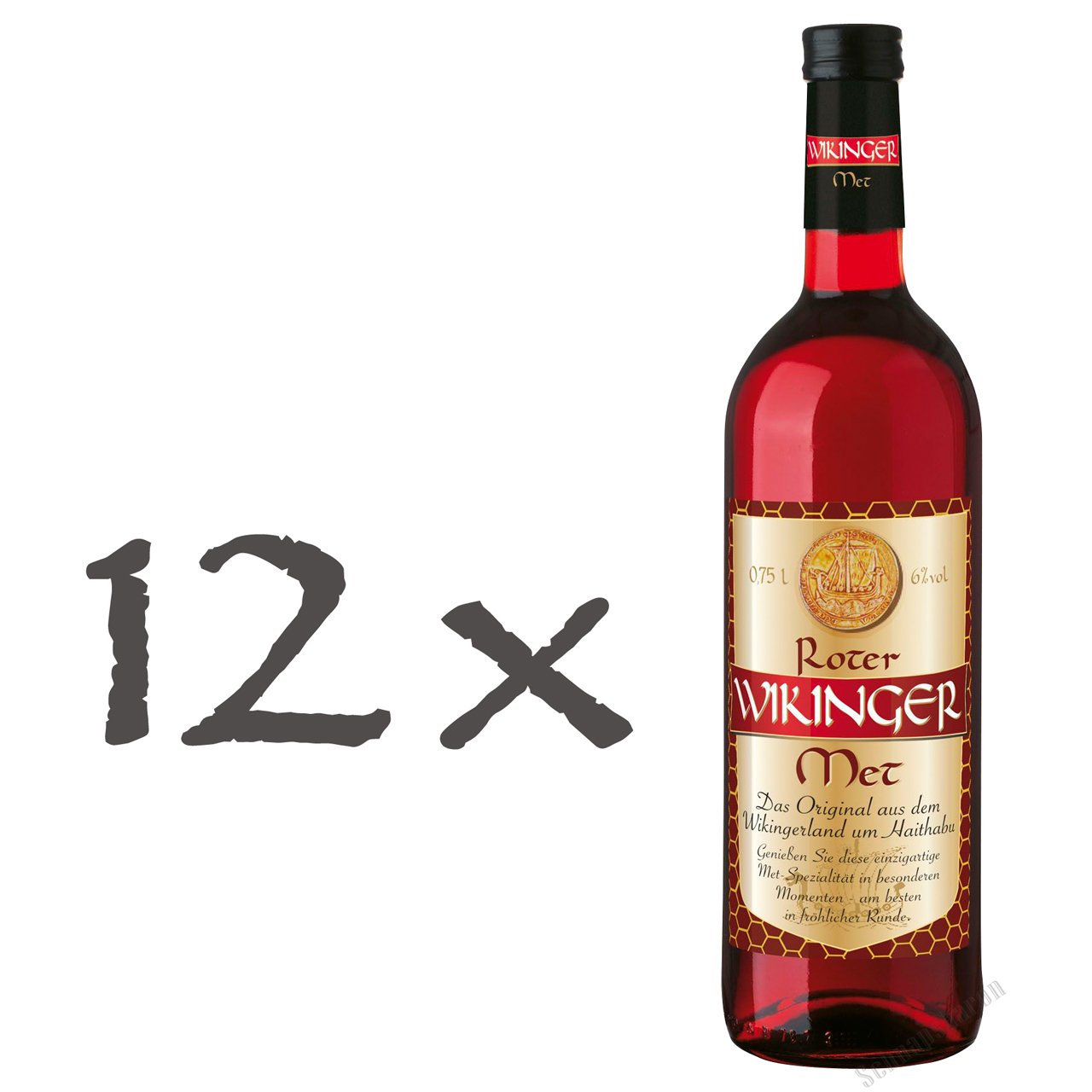 Roter Wikinger Met 12 x 0,75l Honigwein mit Kirschsaft