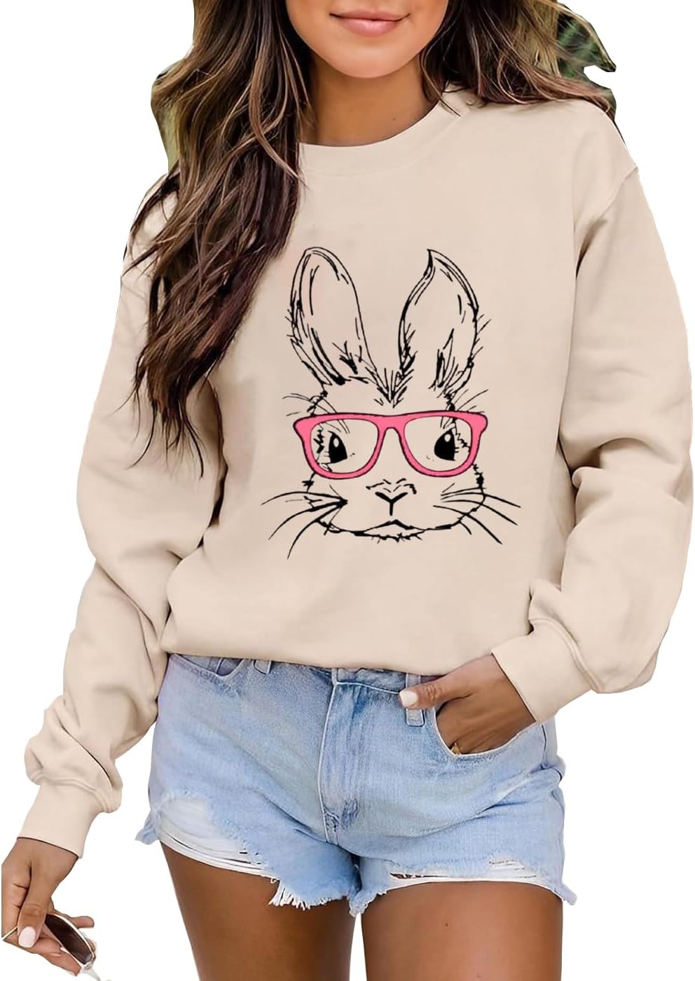 Ykomow Happy Easter Sweatshirt Women Long Sleeve Cute Bunny Rabbit Graphic Tees Pullover - Image 4