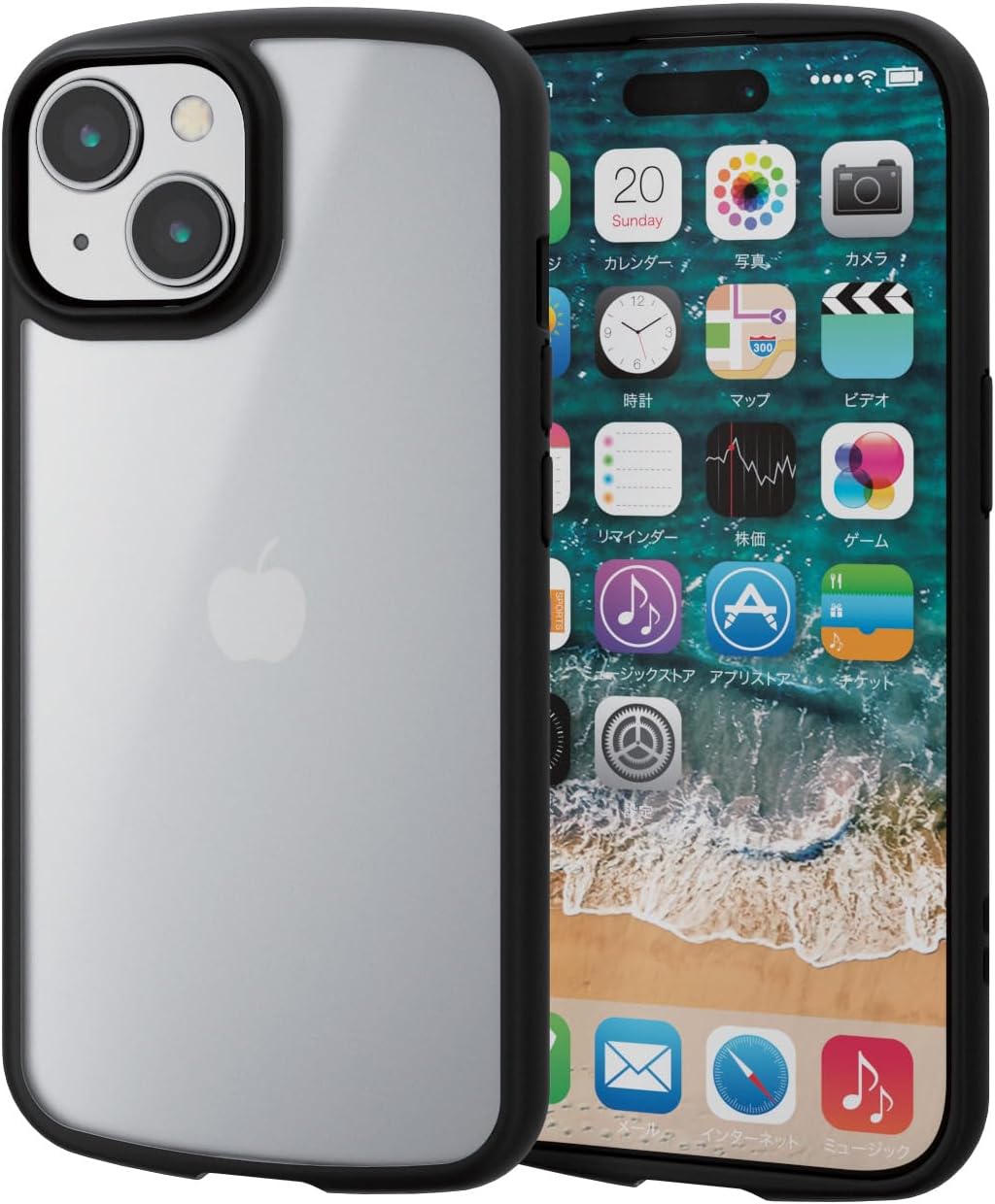 Elecom PM-A23ATSLFCSBE iPhone 15 Case, Tough Slim LITE Translucent, Shockproof, Shock-Absorbing, Thin, Lightweight, Anti-Fingerprint, Strap Seat, Strap Hole Included, Cafe A23ATSLFCSBE
