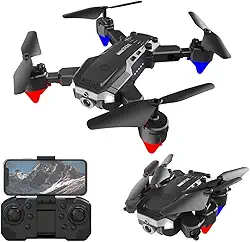 Drones DLI Para Crianças de 8 a 12 anos, Drone Dobrável, Câmera única 1080p, Drone FPV Para iniciantes, Controle de Gestos, Prevenção de Obstáculos,Modo sem Cabeça, Quadricóptero Com Controle Remoto Wi-Fi, Presente Escolar (Preto)