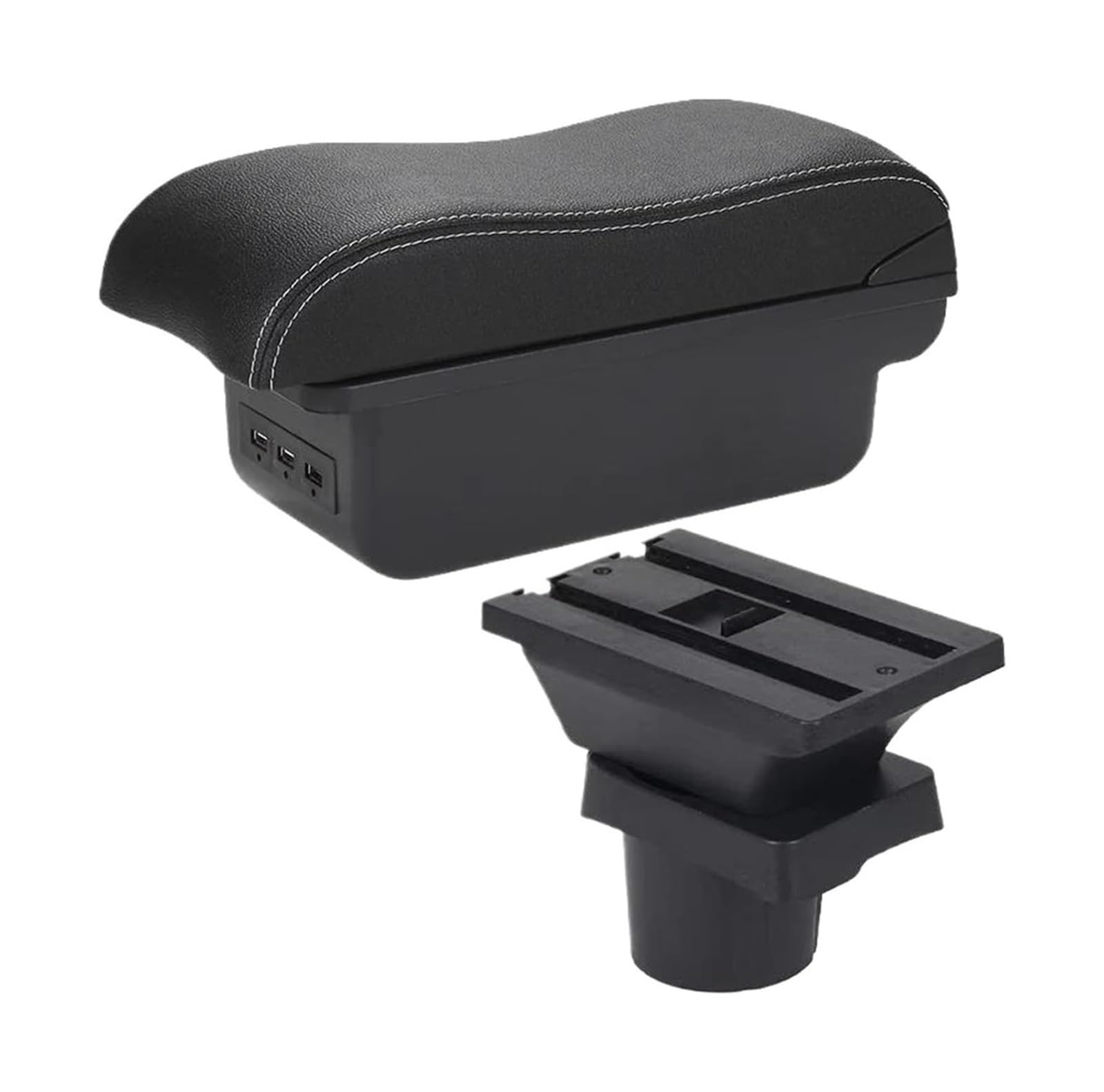 HCKCLMBMZW For VW For UP Car Armrest Storage Box Accessories Auto Retrofit Parts Car Armrest Center Console(B3 Black White 3usb)