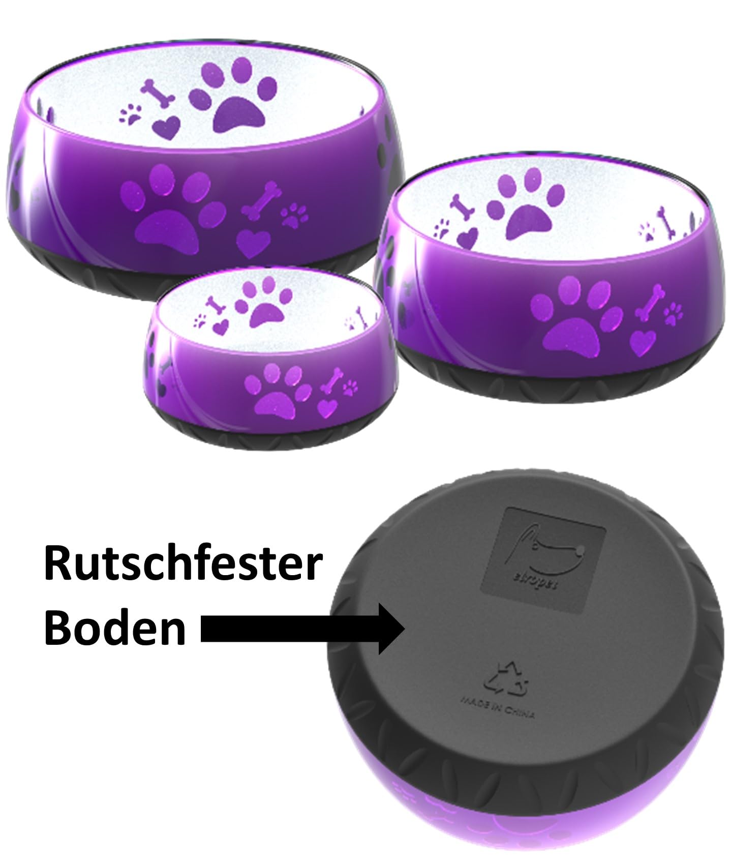 elropet Hundenapf für große Hunde, Lila, 1800ml, rutschfest, Spülmaschinengeeignet