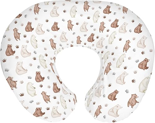 Miniatura 11 de Fundas de almohada de lactancia con diseño de oso de acuarela, color azul arcoíris, para niños, lindos osos, luna, estrellas, nubes, fundas