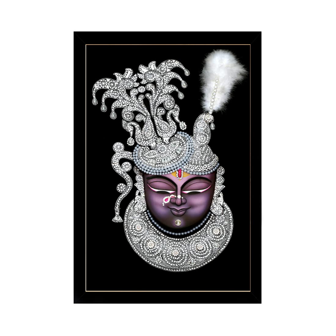 Dharvika Innovations Shrinathji Photo with Frame Big Size (11 x 14 Inch