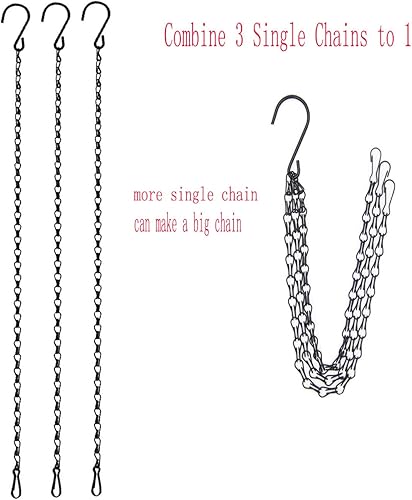 Miniatura 3 de Paquete de 10 cadenas colgantes decorativas de 22.4 pulgadas, cadenas de gancho para comederos de pájaros, macetas, linternas, campanillas de