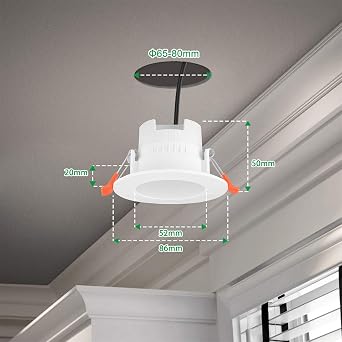 ENUOTEK Small Dimmable 5W LED Recessed Down Lights Ceiling Lamps Adjustable CCT 3000K 4000K 5000K IP44 for Kitchen Bathroom Lighting Hole Diameter 65-80MM 3 Lamps [Energy Class F]