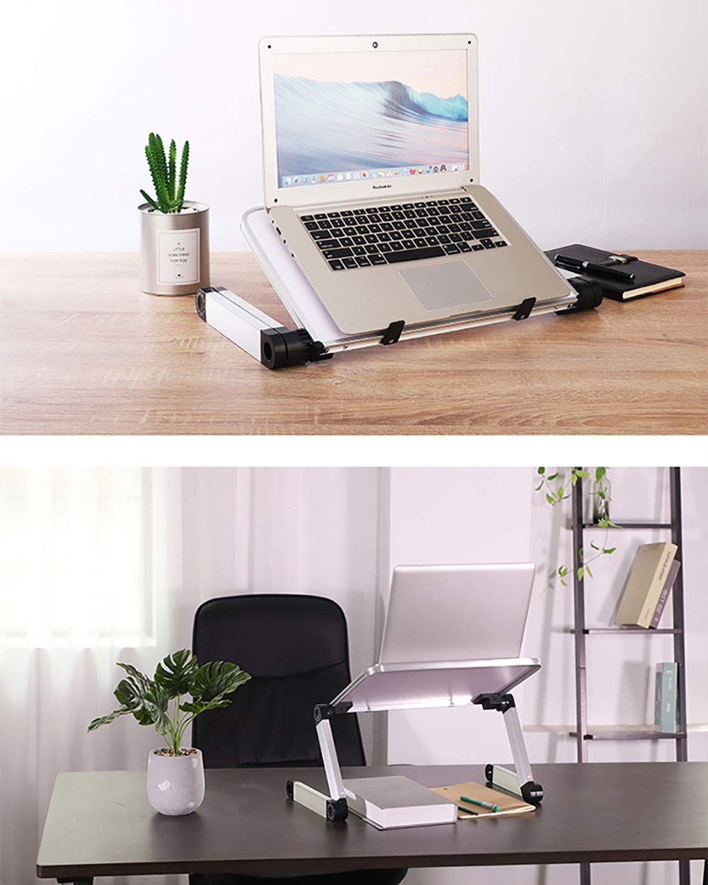 Escritorio de Portátil, Ergonómico Soporte de Portátil Mesa Bandeja Soporte de Regazo para Laptop Tablet Plegable para Cama Sofá, Negro